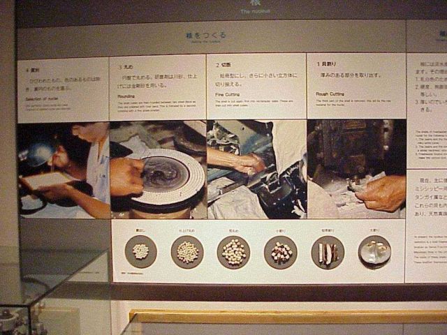 Chart indicating various methods for refining cultured pearls. Picture