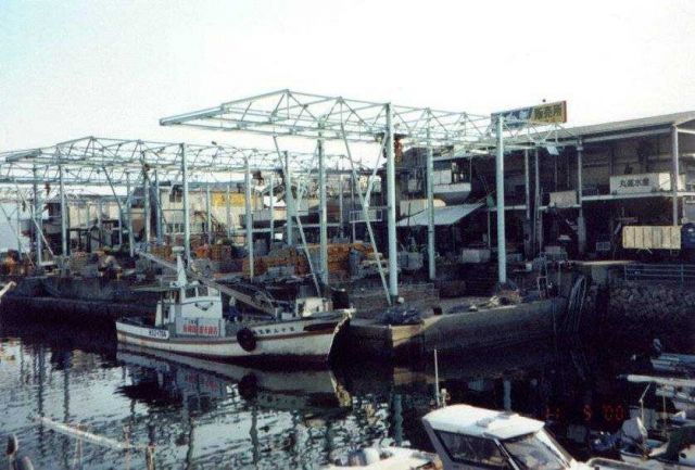 Boats which offload oysters outside the Sato Oyster Culture Company. Picture