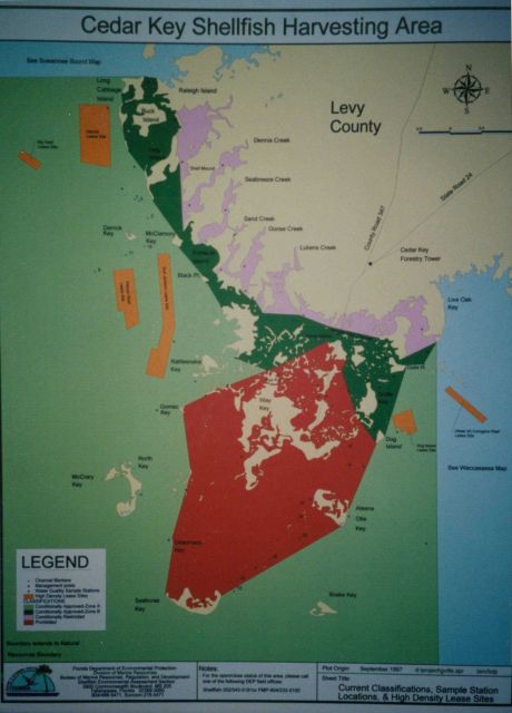Map designating shellfish harvesting areas Picture