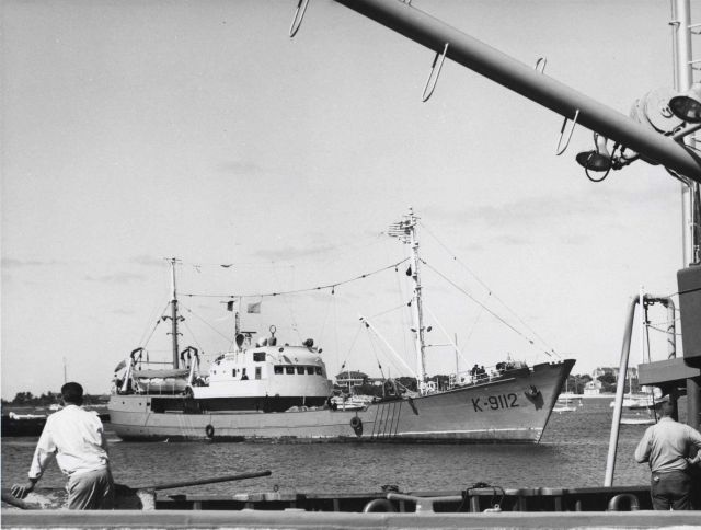 The Soviet Research vessel ALBATROS arriving in Woods Hole. Picture