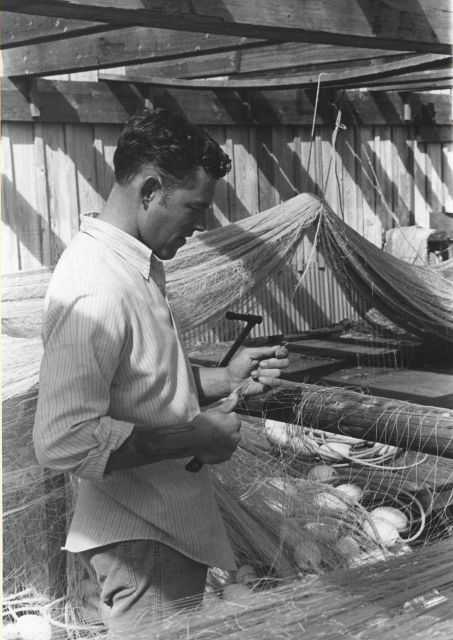 Repairing salmon gill net Picture