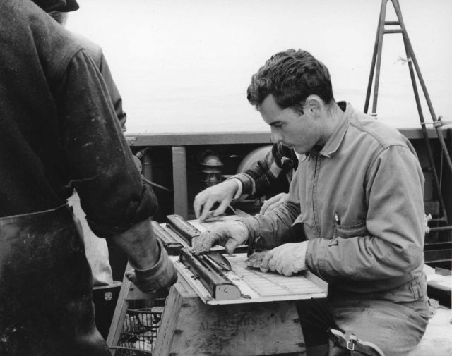 Collecting length frequency statistics of sea scallops aboard BCF ship ALBATROSS IV Picture