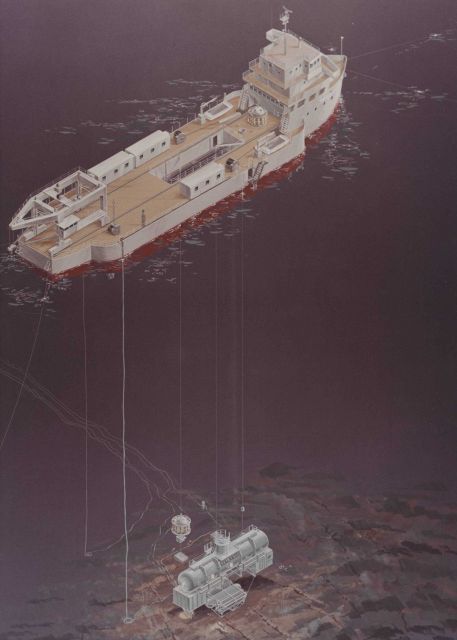 Artist's conception of SEALAB III with mother ship above Picture