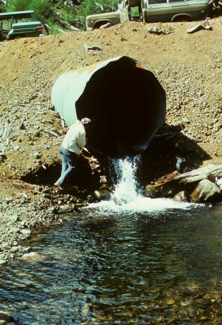 A high culvert which adds to the level of difficulty of fish passage on Boulder Creek, off the North Fork of the Siletz River. Picture