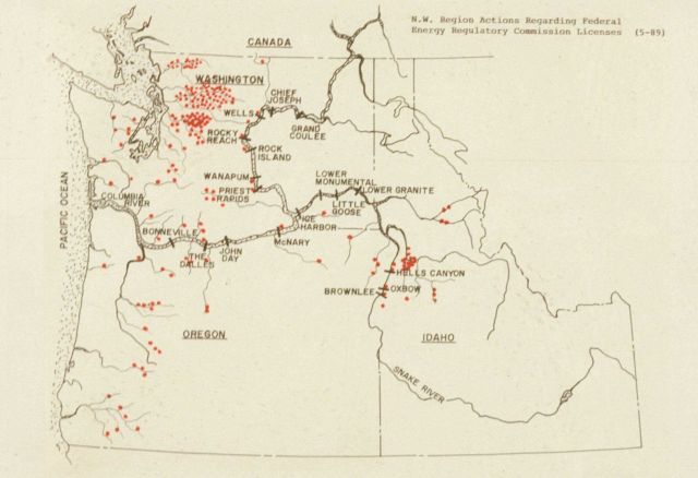 Although identified as NW Region actions regarding Federal Energy Regulatory Commission Licenses, this map gives an idea of the many dams on both larg Picture