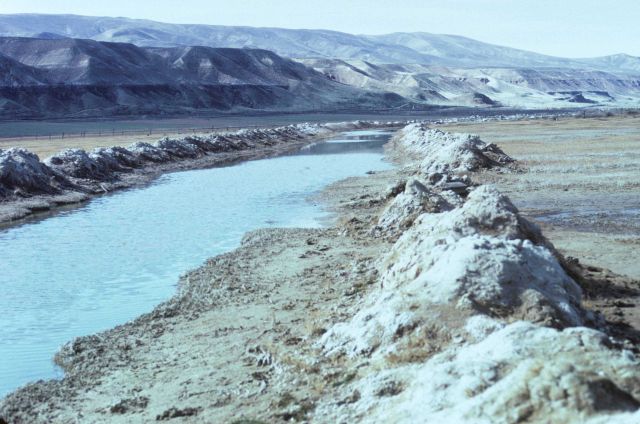 Dredged material left on banks of Touchet River. Picture