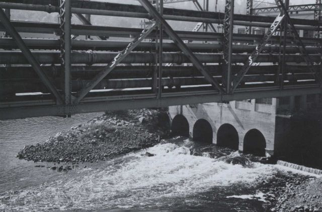Lower end of cu-de-sac below paper mill grinder room that uses hydro power for operation Picture