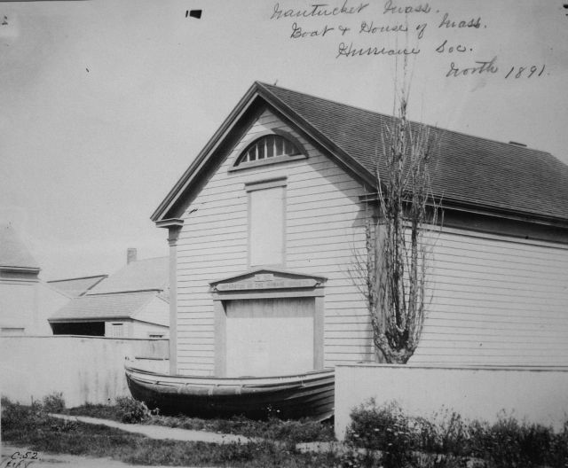 Nantucket, MA, boat and house of Massachusetts Humane Society, Worth, 1891. Picture