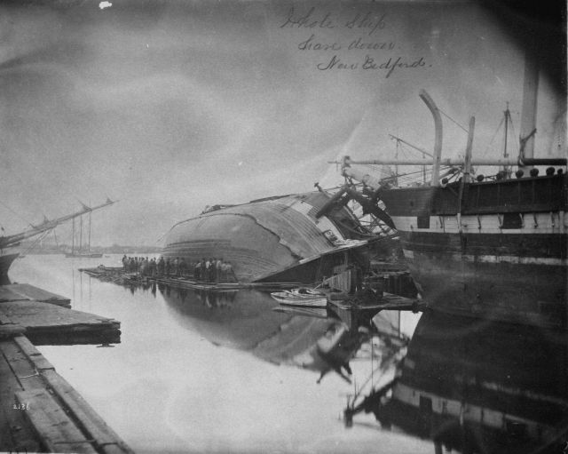 Whale ship, hove down, New Bedford, MA. Picture