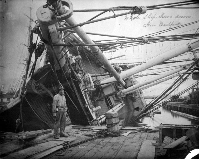 Whale ship hove down, New Bedford, MA. Picture
