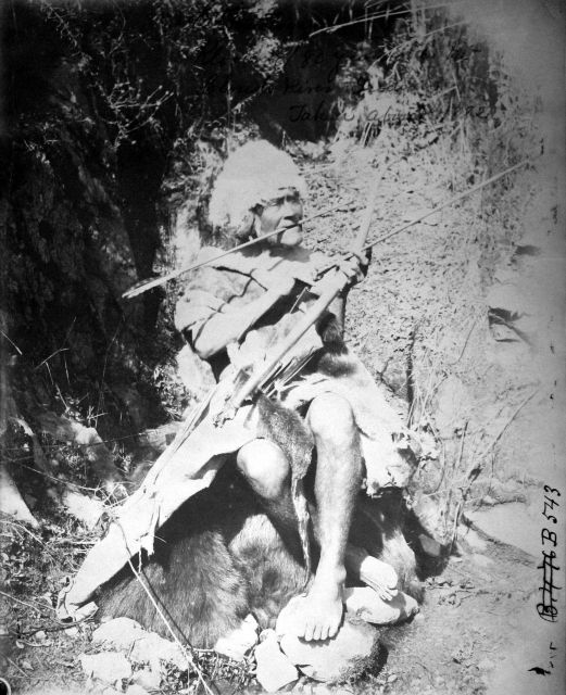 Ethnology, McCloud River, CA, indian posing. Picture