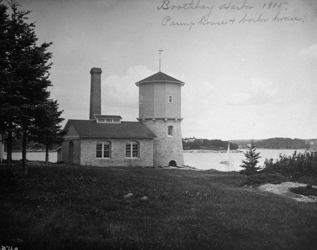 Boothbay Harbor, 1905, pump house and boiler house. Picture