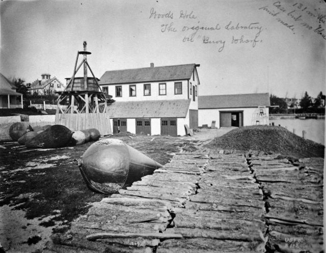 Woods Hole, MA, the original laboratory on Buoy Wharf. Picture