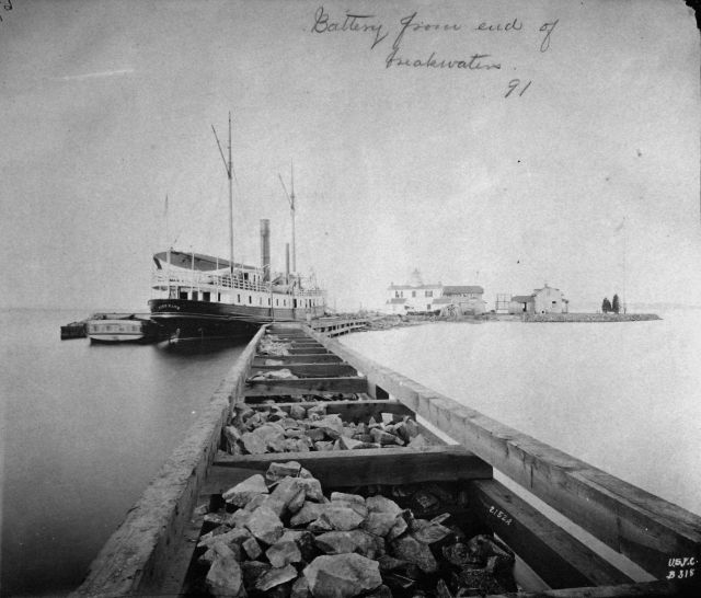 Fishing Battery Lighthouse from end of breakwater, 1891 Picture