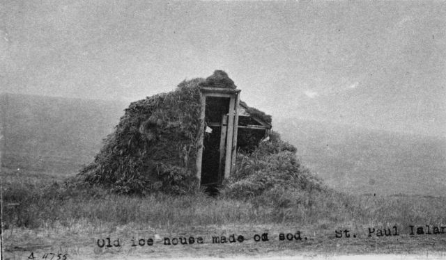 Old ice house made of sod. Picture