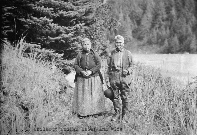 Chilkoot indian chief and wife. Picture