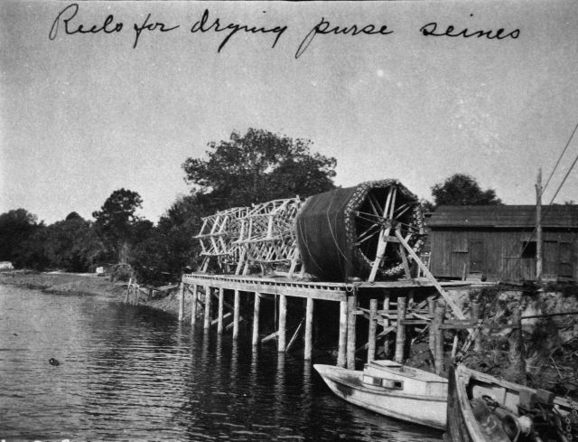 Reels for drying purse seines. Picture