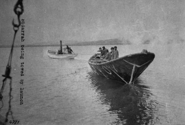 Bidarrah being towed by launch. Picture