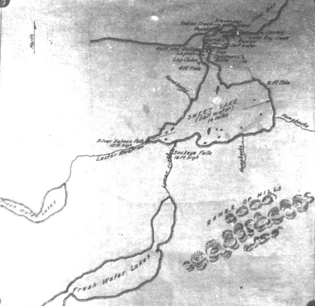 Map of Lake Bay and Sweet Lake, AK. Picture