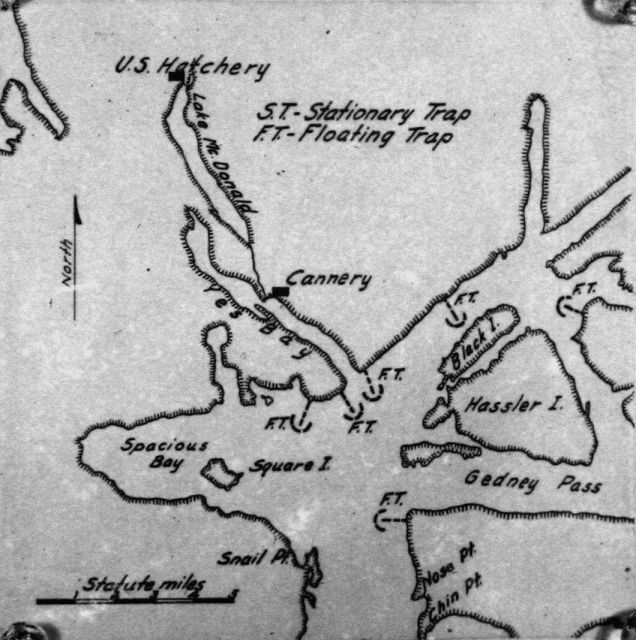 Map of Gedney Pass, Hassler I., hatchery, and traps, AK. Picture