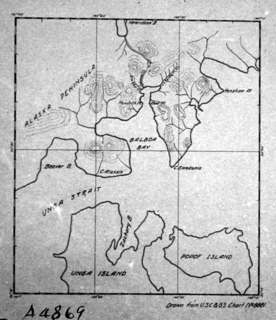Map of Unga Strait, AK. Picture