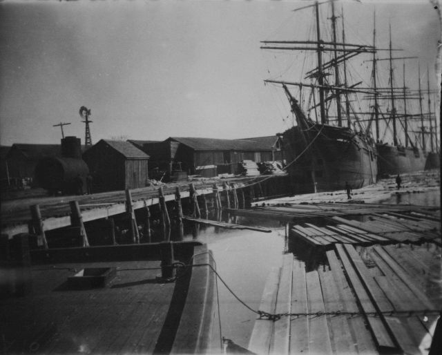 Waterfront scene, unidentified. Picture