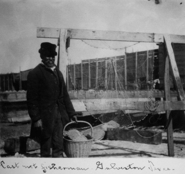 Cast net fishermen, Galveston, TX. Picture