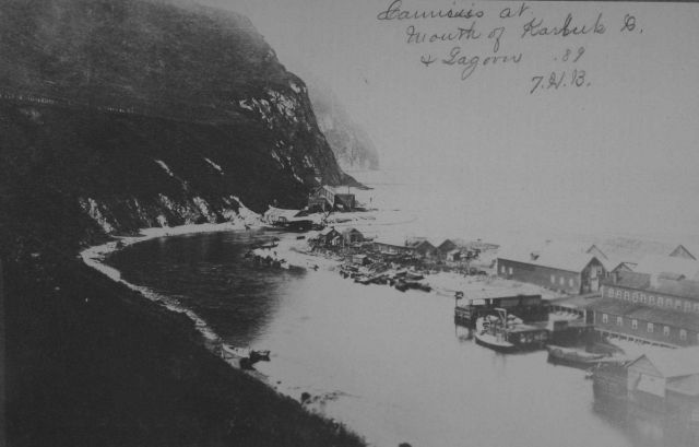 Canneries at mouth of Karluk River and lagoon, AK, 1889. Picture