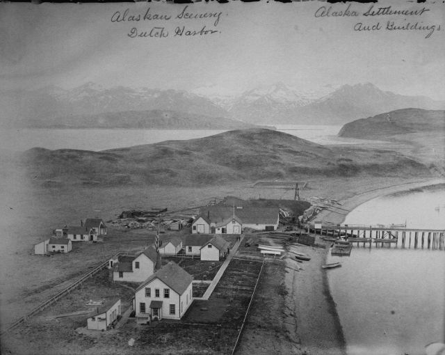 Alaskan scenery, Dutch Harbor, AK, Alaska settlement and buildings. Picture