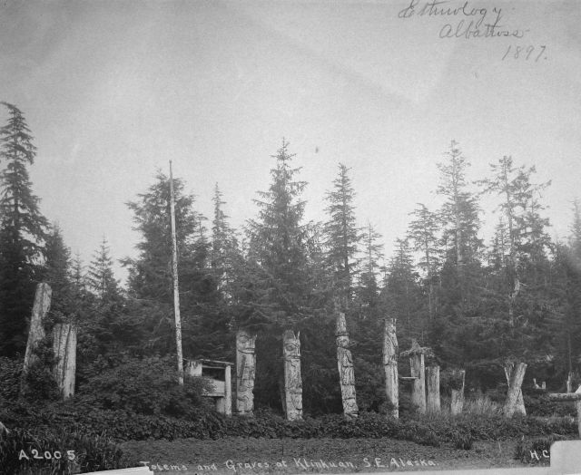 Ethnology, Albatross, 1897, totems and graves at Klinkuan, southeast AK. Picture