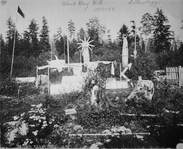 Alert Bay, BC, Haidah graveyard, ethnology, 1888. Picture
