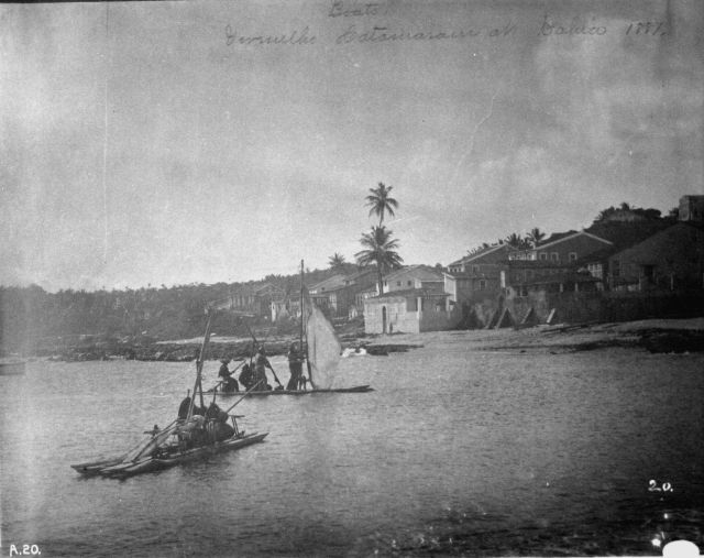 Boats, vermelho catamaran at Bahia 1887. Picture