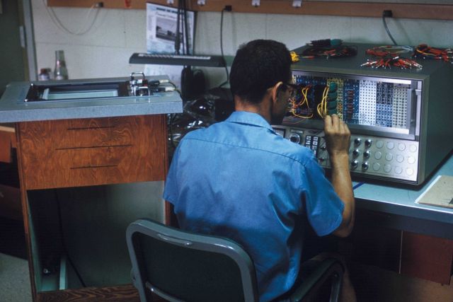 Assembling computer at BCF Beaufort Biological Laboratory Picture