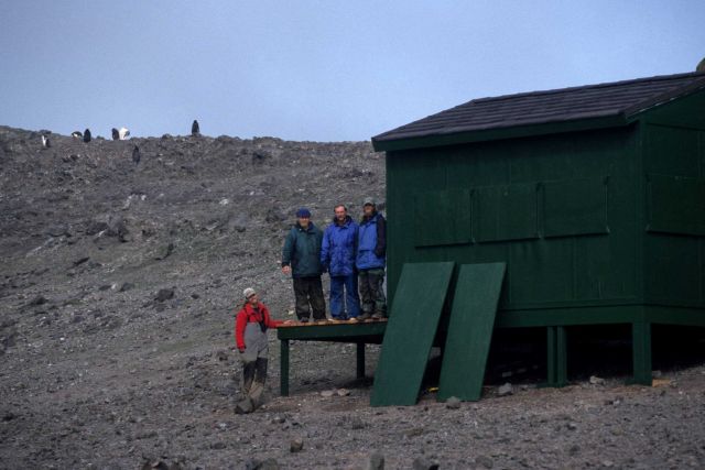 Antarctic scientist starting work for the day at the Cape Shirreff bird blind. Picture