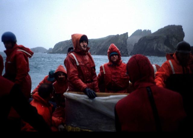 Scientists hiking across a glacier. Picture