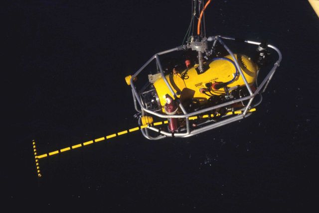 An ROV equipped with a camera for investigating benthic organisms. Picture