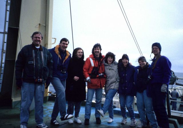 Part of the 1996 AMLR crew, aboard the R/V Yuzhmorgeologiya. Picture