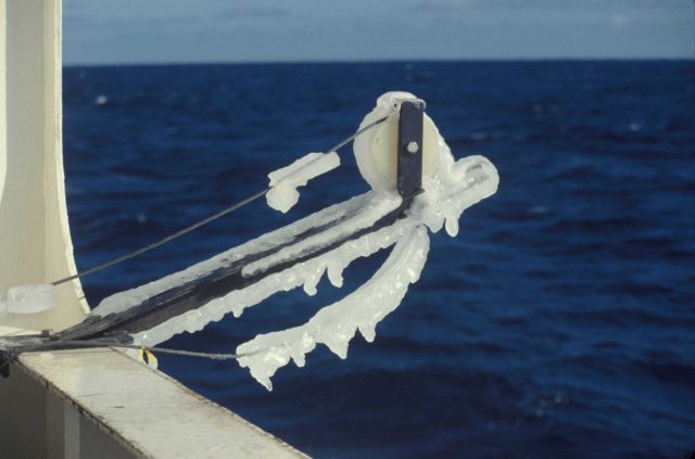 Calibration downrigger aboard the R/V Africana. Picture