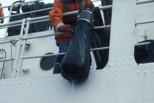 IKMT cod end on NOAA Ship Surveyor. Picture