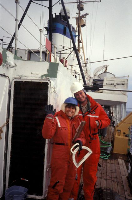 AMLR scientists aboard the R/V Surveyor. Picture