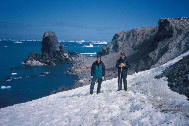 AERD Director Rennie Holt and AMLR scientist, Seal Island, Antarctica. Picture