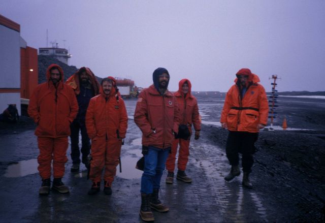 AMLR scientists wait for a plane at the Presidente Frei Air Base on King George Island. Picture