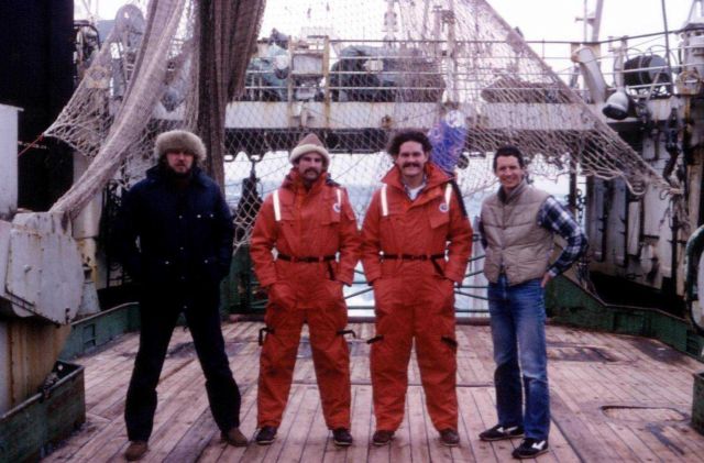 Left to Right: Kristof Skora, James Brennan, Kevin Hill, and Jerry Finan aboard the R/V Professor Siedlecki during the joint U.S.-Poland research crui Picture