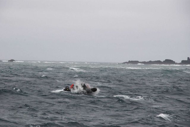 A Zodiac in rough seas. Picture