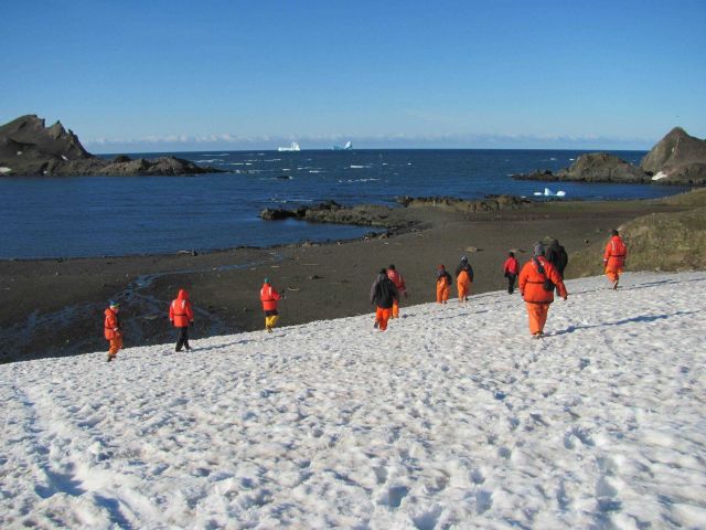 A group of scientists tours Livingston Island. Picture