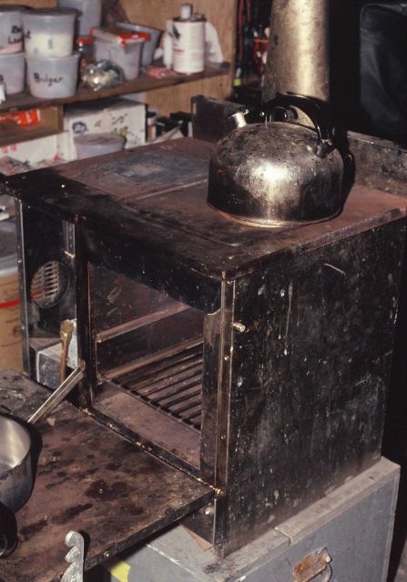 This stove at the Seal Island field station was used for cooking and warmth. Picture