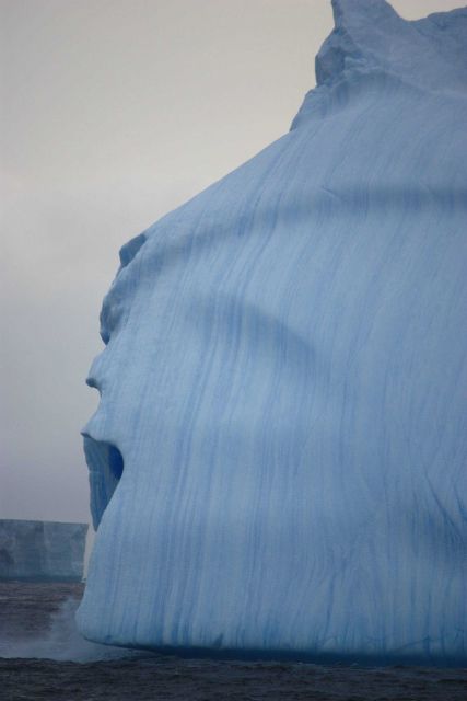 An iceberg with visible striations, South Shetland Islands, Southern Ocean. Picture