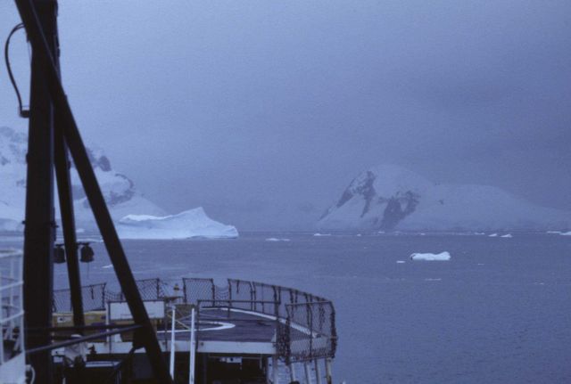 The upper deck of the NOAA ship Surveyor, South Shetland Islands. Picture