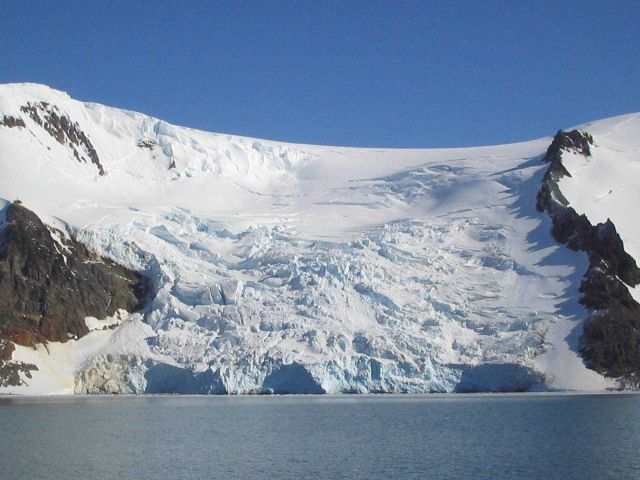 A glacier meets the sea, South Shetland Islands. Picture