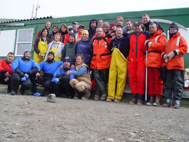 The AMLR science team at the Copacabana field station, King George Island, 2006. Picture